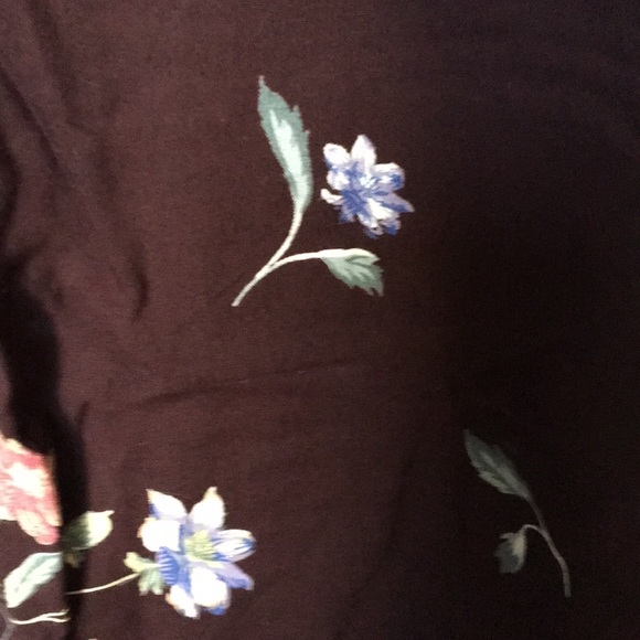 Vintage A-line brown flowered skirt size 14 - Picture 3 of 7